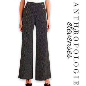 Anthropologie Elevenses Wide Leg‎ Polka Dot Sailor Pants sz 2